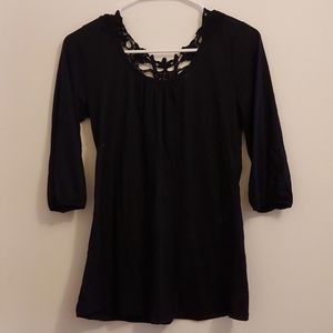 Cotton Blouse Doman Sleeves with Lace Out Back